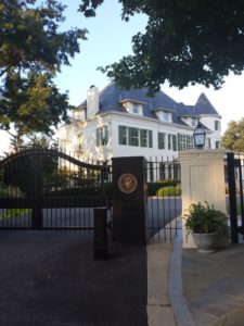 PROTECTION: One of the many gates protecting Number One Observatory Circle, the official residence of the Vice President of the United States. (Credit: facebook, Number One Observatory Circle Facebook Page). Text credit: Charles Denyer.